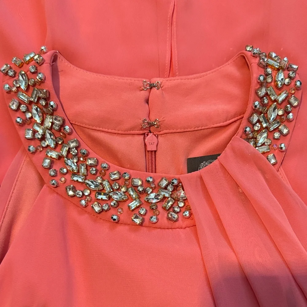 Vince Camuto Pink Asymmetrical Dress with Embellished Neckline - Picture 6 of 8